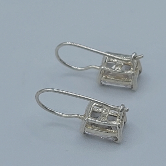 Silver 925 Earrings Rectangular Crystal Leverback Earrings #1208 - Picture 11 of 14